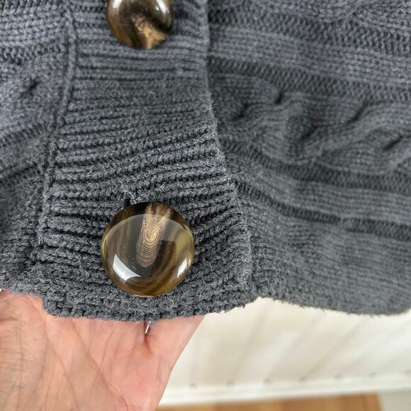 Talbots Women Short Sleeve Chunky Cable Knit Cardigan Sweater Gray Size Small - Picture 2 of 5